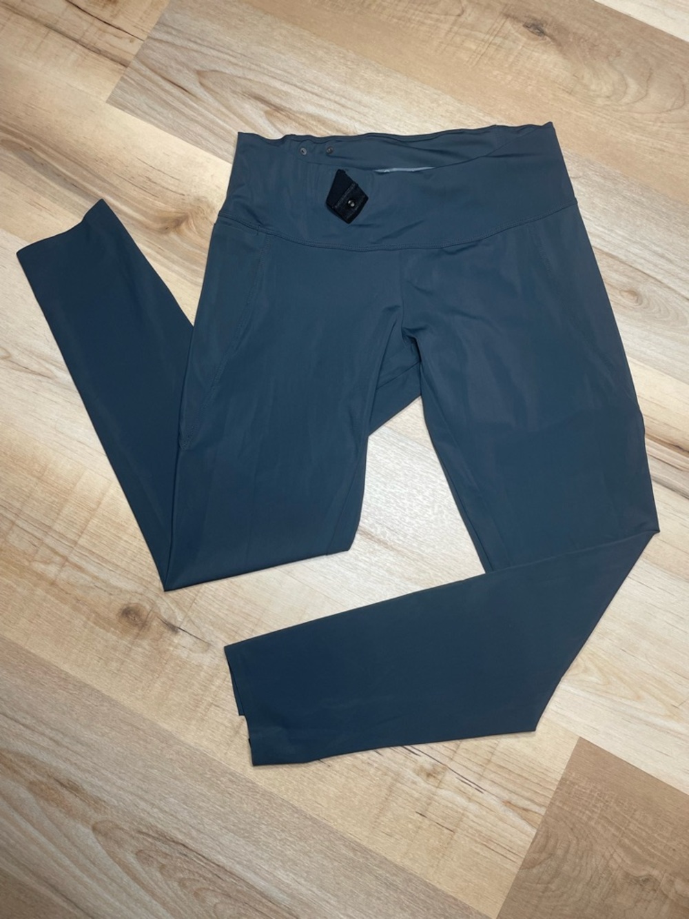ADAY Crop‎ Roll Leggings Gray High Rise Stretch Minimalist Size Small